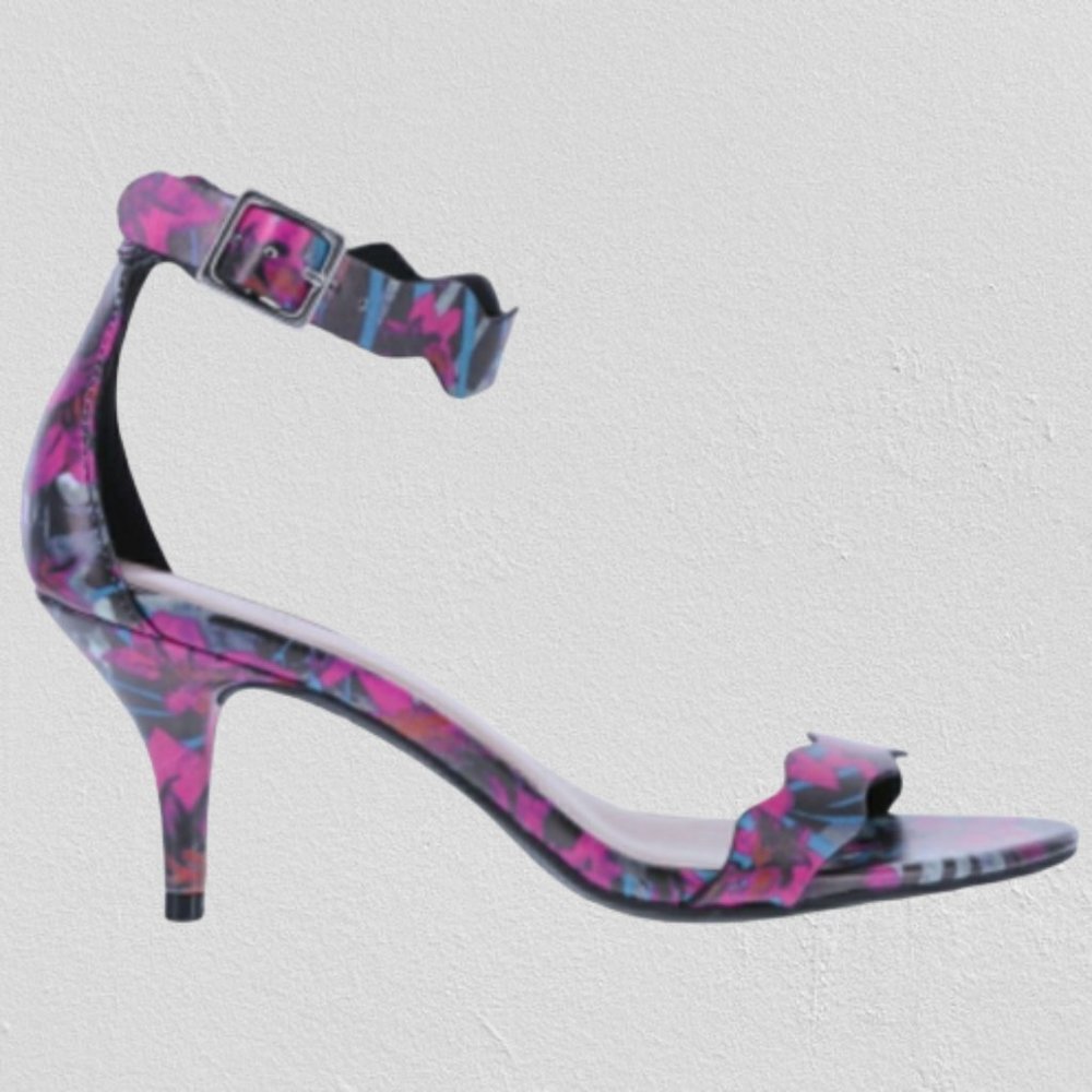 NWOT Floral Scalloped Ankle Strap Heels 2/$20